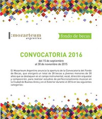Convocatoria del Fondo de Becas 2016 del Mozarteum Argentino