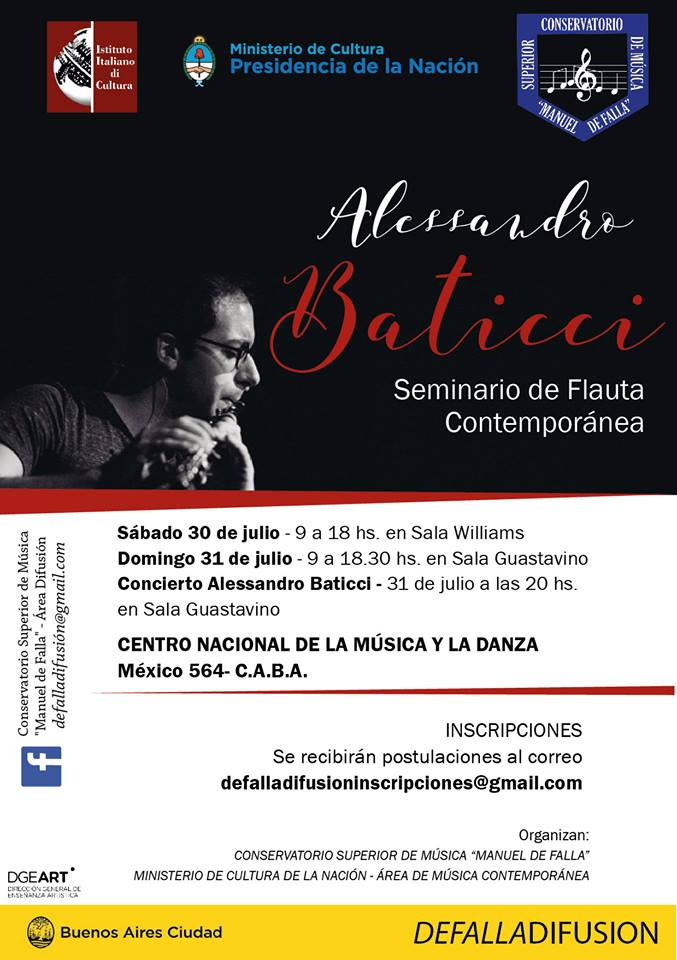 Seminario de Flauta contemporánea, Prof. Alessandro Baticci